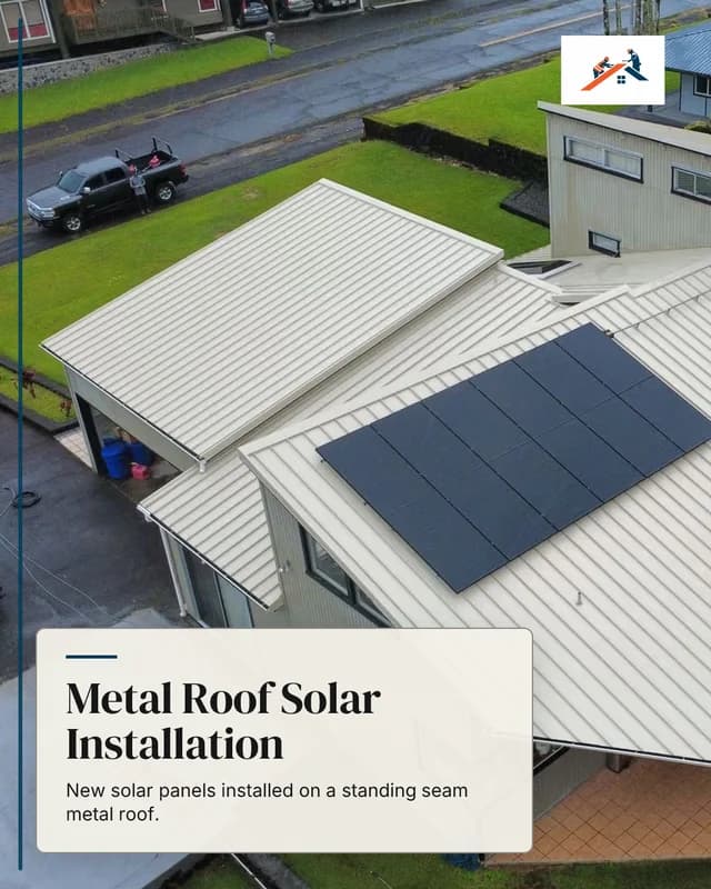 Finished branded social post reading Metal Roof Solar Installation